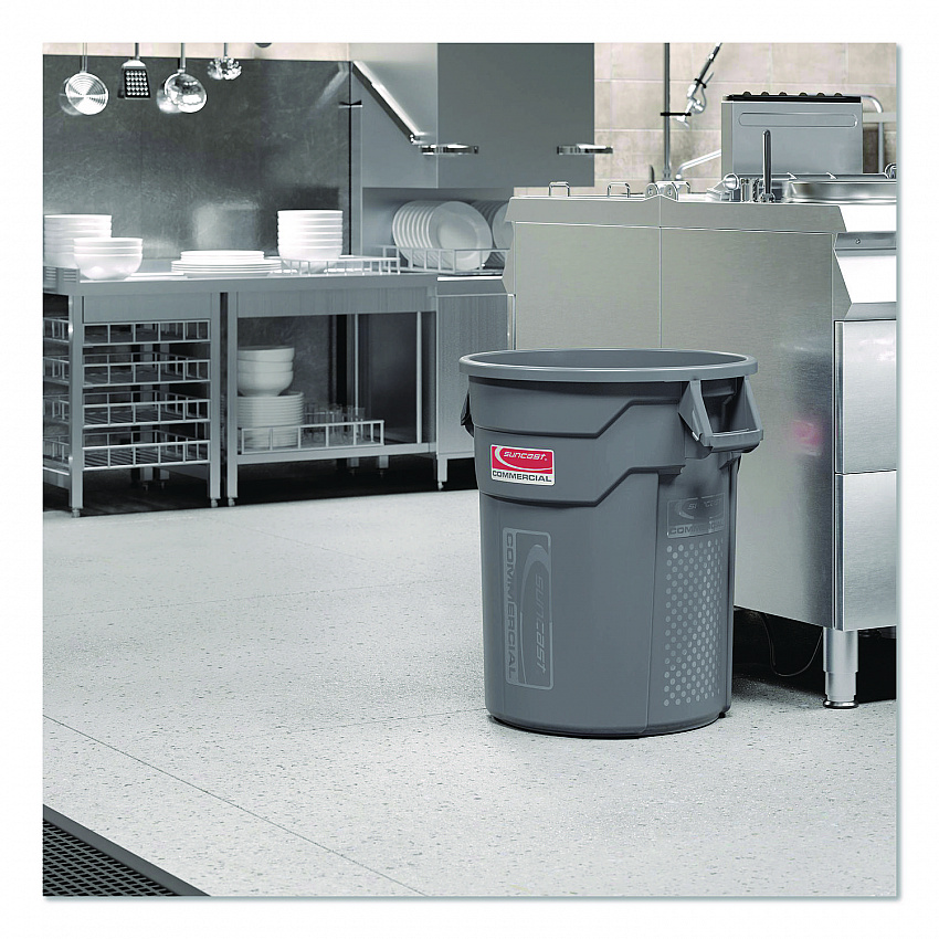 Injection Molded Utility Trash Can, 20 gal, Resin, Gray (TCU20)