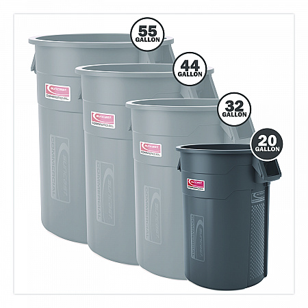 Injection Molded Utility Trash Can, 20 gal, Resin, Gray (TCU20)