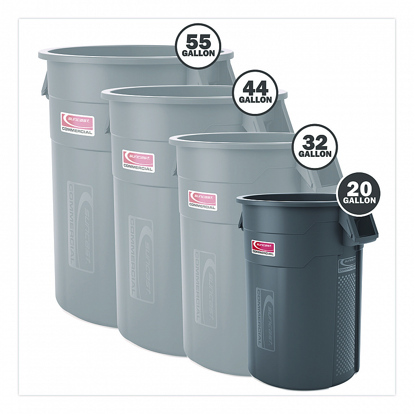 Injection Molded Utility Trash Can, 20 gal, Resin, Gray (TCU20)