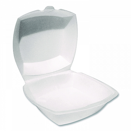 Foam Hinged Lid Containers, 6 x 6 x 3, White, Foam, 500/Carton (12175)
