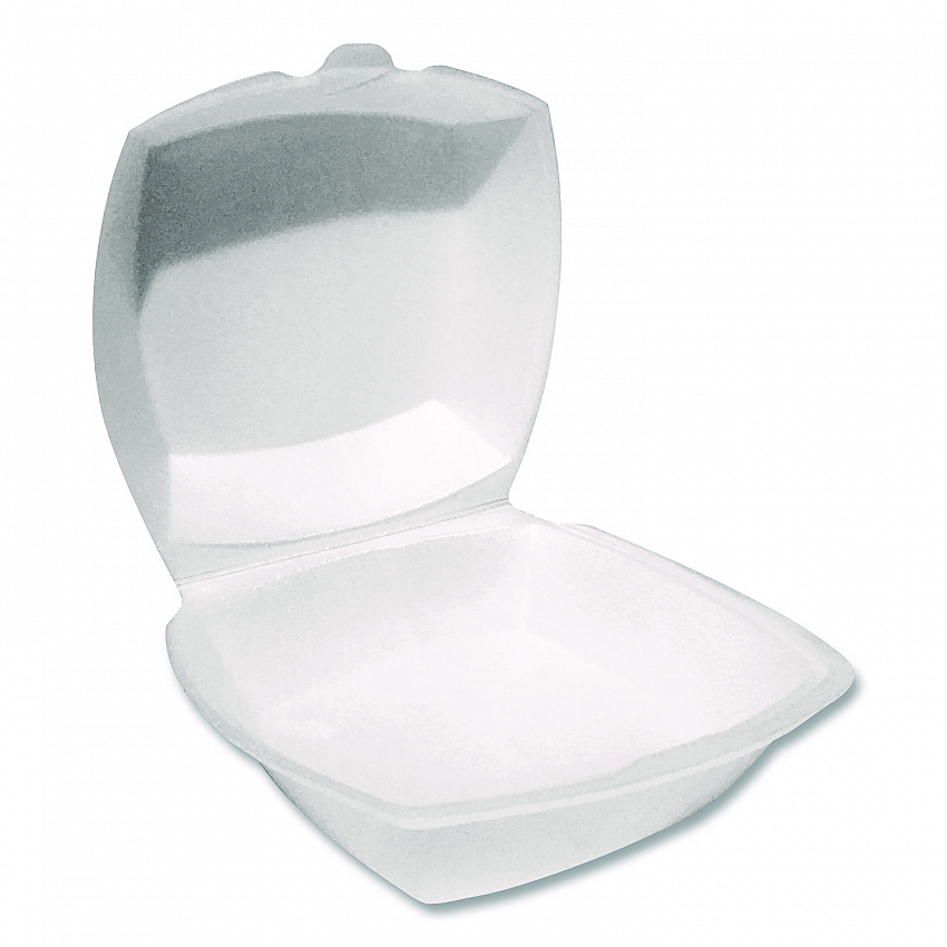 Foam Hinged Lid Containers, 6 x 6 x 3, White, Foam, 500/Carton (12175)