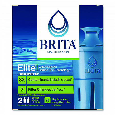 Elite Replacement Water Filters for Pitcher and Dispensers, 2 Filters/Box, 12 Boxes/Carton (36247CT)
