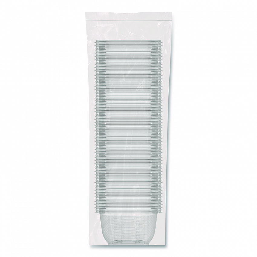 Square Plastic Bowls, 16 oz, 8.5 x 8.5 x 1.96, Clear, Plastic, 63 Bowls/Sleeve, 8 Sleeves/Carton (C16SB)