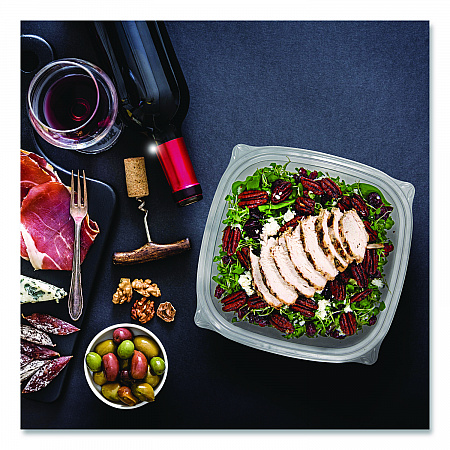 Square Plastic Bowls, 24 oz, 5 x 5 x 1.99, Clear, Plastic, 63 Bowls/Sleeve, 4 Sleeves/Carton (C24SB)