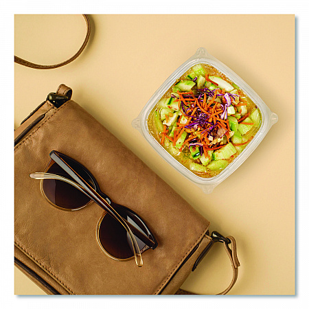 Square Plastic Bowls, 8 oz, 8.5 x 8.5 x 1.51, Clear, Plastic, 63 Bowls/Sleeve, 8 Sleeves/Carton (C8SB)