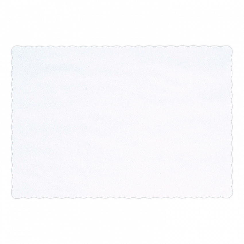Placemats, Smooth Surface, Scalloped Edges, 13.5" x 9.63", White, 1,000/Carton (310477)