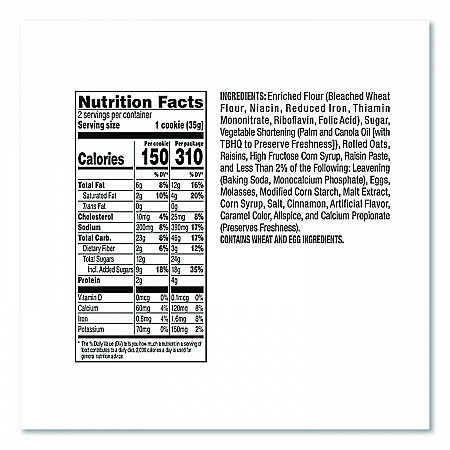Cookies - Single Serve, Oatmeal Raisin, 2.5 oz Packet, 60/Carton (FRI45093)