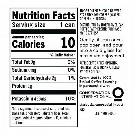 Nitro Cold Brew Coffee, Black Unsweetened, 9.6 oz Can, 12/Carton (PEP19286)