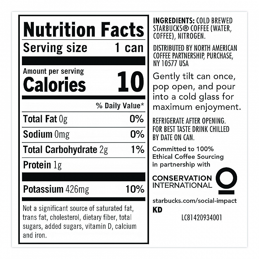 Nitro Cold Brew Coffee, Black Unsweetened, 9.6 oz Can, 12/Carton (PEP19286)