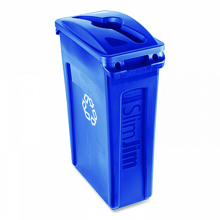 Slim Jim Single Stream Recycling Top for Slim Jim Containers, 12.1w x 21d x 2.75h, Blue (1788372)