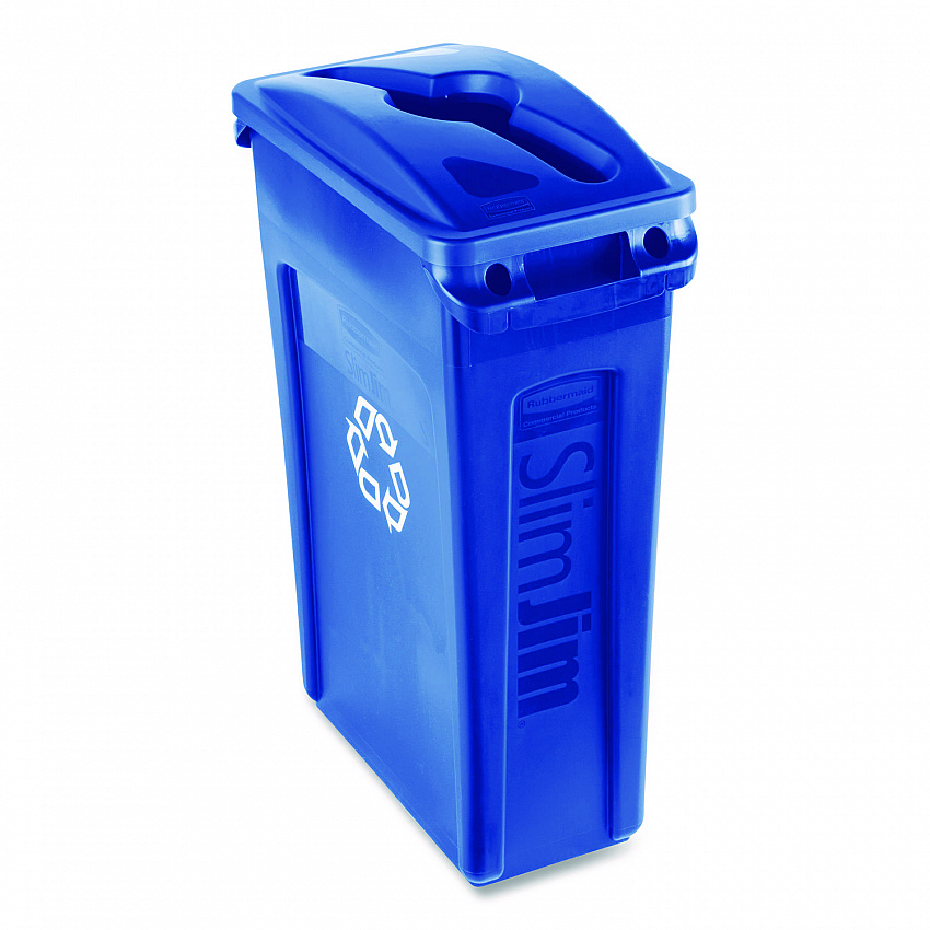 Slim Jim Single Stream Recycling Top for Slim Jim Containers, 12.1w x 21d x 2.75h, Blue (1788372)