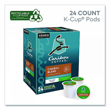 Caribou Blend Decaf Coffee K-Cups, 24/Box (6995)