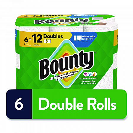 Select-a-Size Kitchen Roll Paper Towels, 2-Ply, 6 x 11, White, 82 Sheets/Double Roll, 6 Rolls/Carton (15703)