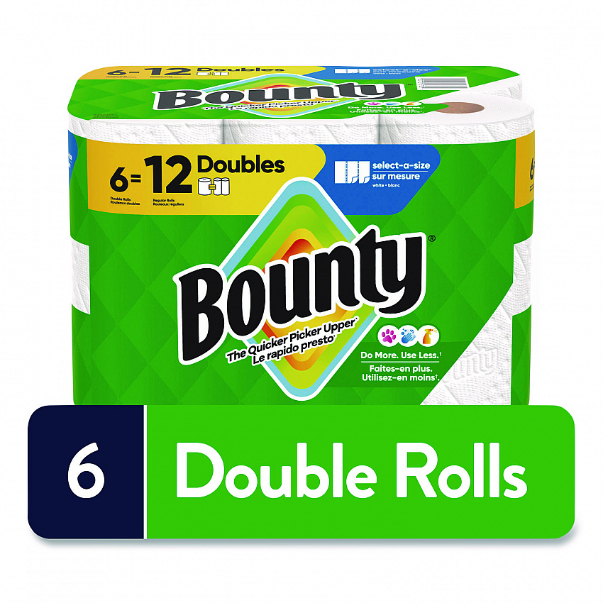 Select-a-Size Kitchen Roll Paper Towels, 2-Ply, 6 x 11, White, 82 Sheets/Double Roll, 6 Rolls/Carton (15703)