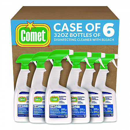 Disinfecting Cleaner with Bleach, 32 oz, Plastic Spray Bottle, Fresh Scent, 6/Carton (75350)