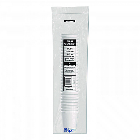 Recycled Content PCF Paper Hot Cups, ProPlanet Seal, 10 oz, White/Blue, 1,000/Carton (370RCPLANET)