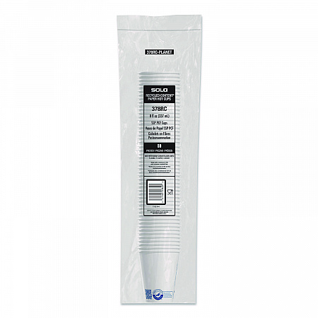 Recycled Content PCF Paper Hot Cups, ProPlanet Seal, 8 oz, White/Blue, 1,000/Carton (378RCPLANET)