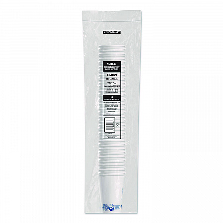 Recycled Content PCF Paper Hot Cups, ProPlanet Seal, 12 oz, White/Blue, 1,000/Carton (412RCNPLANET)