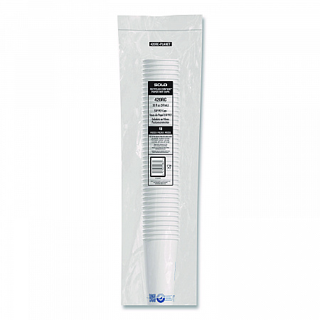 Recycled Content PCF Paper Hot Cups, ProPlanet Seal, 20 oz, White/Blue, 600/Carton (420RCPLANET)
