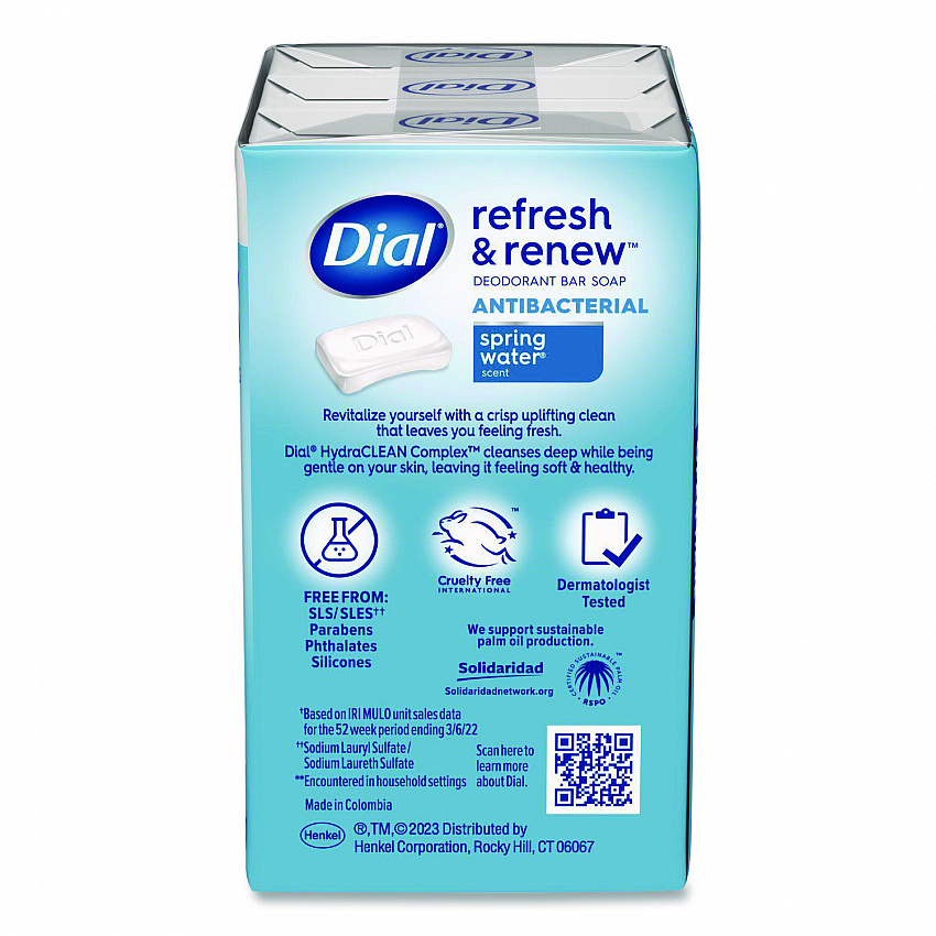 Refresh and Renew Antibacterial Deodorant Bar Soap, Spring Water Scent, 4 oz, 3 Bars/Pack, 4 Packs/Carton (11811)