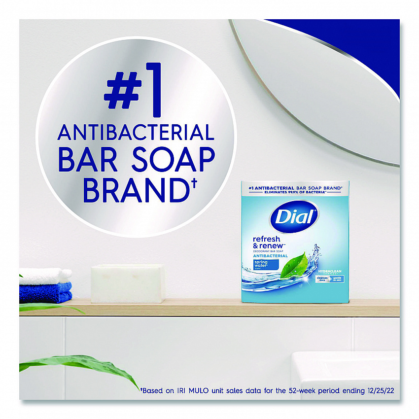 Refresh and Renew Antibacterial Deodorant Bar Soap, Spring Water Scent, 4 oz, 3 Bars/Pack, 4 Packs/Carton (11811)