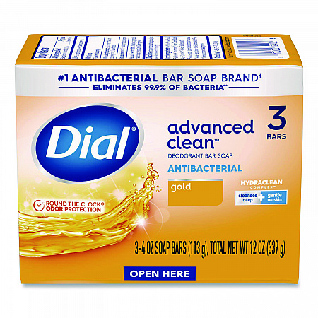 Advanced Clean Antibacterial Deodorant Bar Soap, Gold Scent, 4 oz, 3/Pack, 4 Packs/Carton (11807)