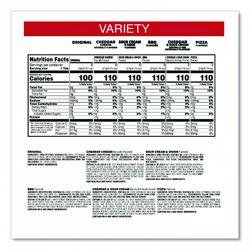 Snack Stack Variety Pack Crisps, (6) 0.67 and (21) 0.74 oz/Tubs, 27/Carton (KEE18263)