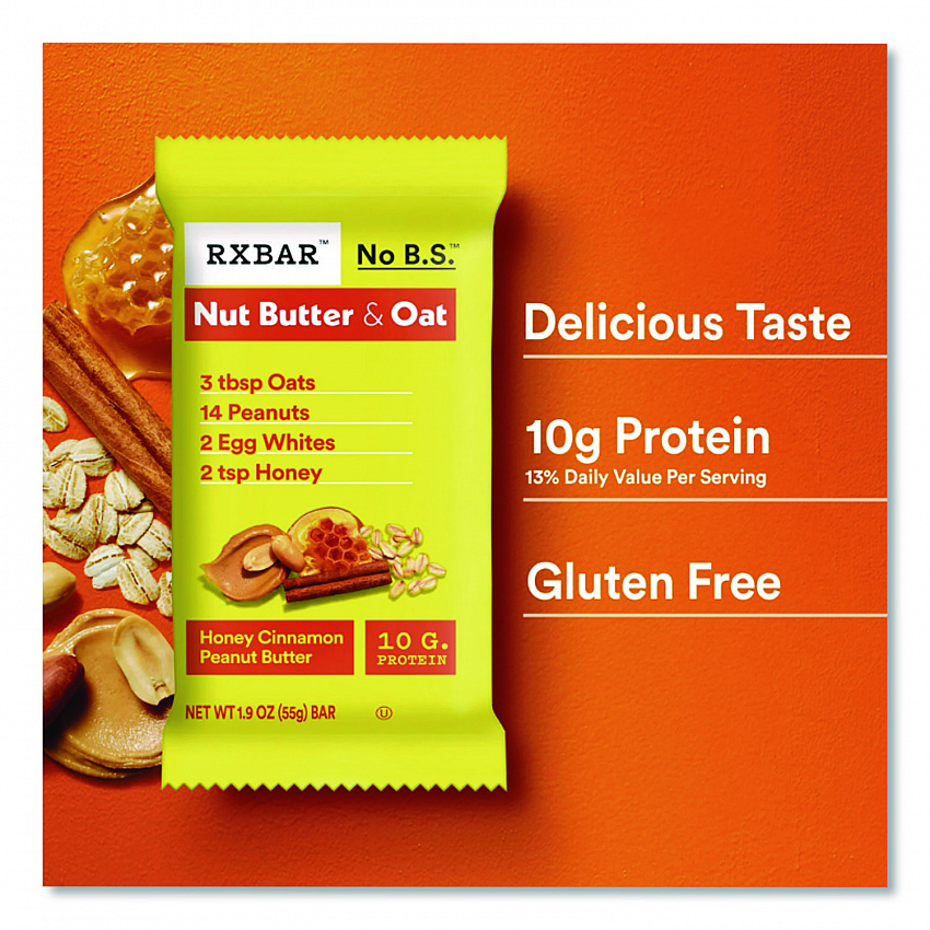 Gluten-Free Honey Cinnamon Peanut Butter Protein Bar, 1.9 oz Bar, 12/Box (KEE00533)