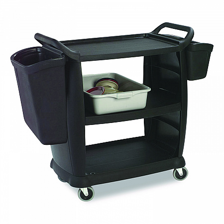 Bussing Cart, Plastic, 3 Shelves, 300 lb Capacity, 18 x 36.25 x 38, Black (BCART3)