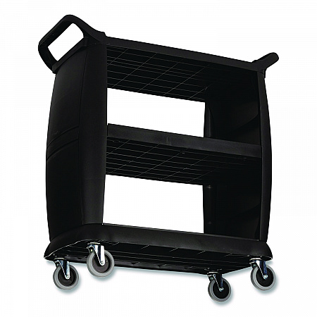 Bussing Cart, Plastic, 3 Shelves, 300 lb Capacity, 18 x 36.25 x 38, Black (BCART3)