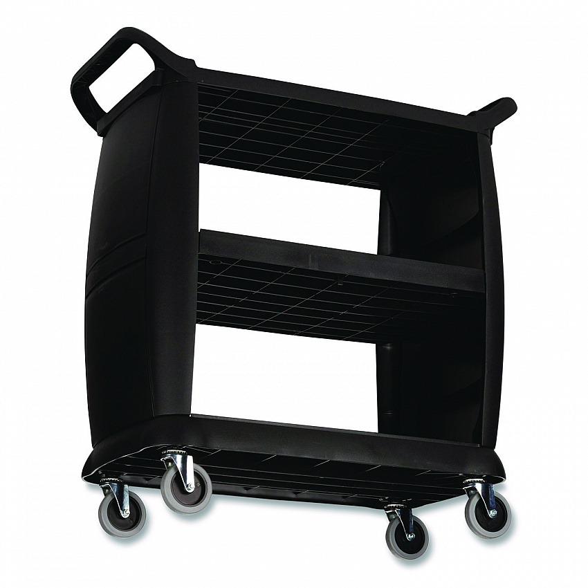 Bussing Cart, Plastic, 3 Shelves, 300 lb Capacity, 18 x 36.25 x 38, Black (BCART3)