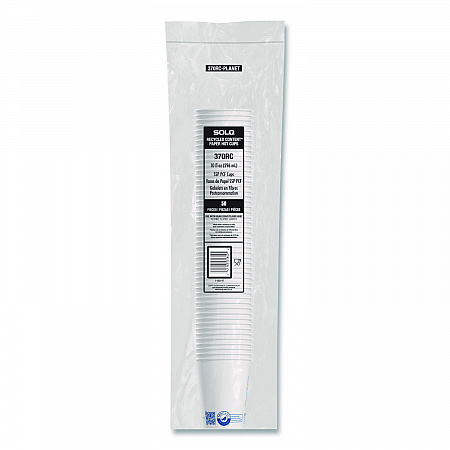 Recycled Content PCF Paper Hot Cups, ProPlanet Seal, 10 oz, White, 50/Pack (370RCPLANEPK)