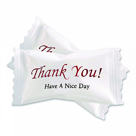 Thank You Have a Nice Day Mints, White Buttermint, Individually Wrapped, 1,000/Carton (CJ3007B)