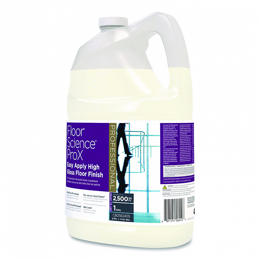 Floor Science ProX Easy Apply High Gloss Floor Finish, 1 gal Bottle, 4/Carton (CBD562405)