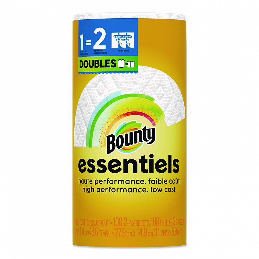 Essentials Select-A-Size Kitchen Roll Paper Towels, 2-Ply, 108 Sheets/Roll, 24 Rolls/Carton (16540)