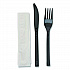 Gardenware Cutlery Kit, Individually Wrapped, Heavyweight, Fork/Knife/Napkin, Plastic, Black, 500/Carton (GKFKNECH)