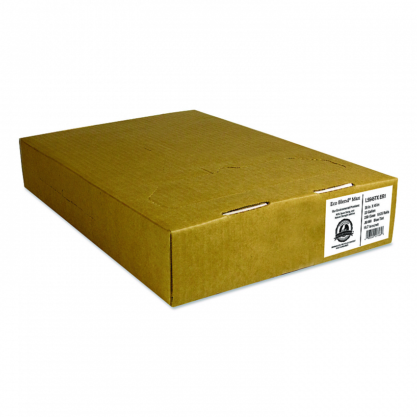 Eco Blend Max Can Liners, 23 gal, 0.8 mil, 28" x 45", Blue, 25 Bags/Roll, 10 Rolls/Carton (L5645TXER1)