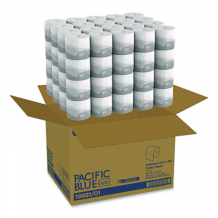 Pacific Blue Basic Embossed Bathroom Tissue, Septic Safe, 1-Ply, White, 550 Sheets/Roll, 80 Rolls/Carton (1988101)