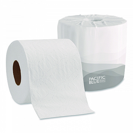 Pacific Blue Basic Embossed Bathroom Tissue, Septic Safe, 2-Ply, White, 550 Sheets/Roll, 80 Rolls/Carton (19885)