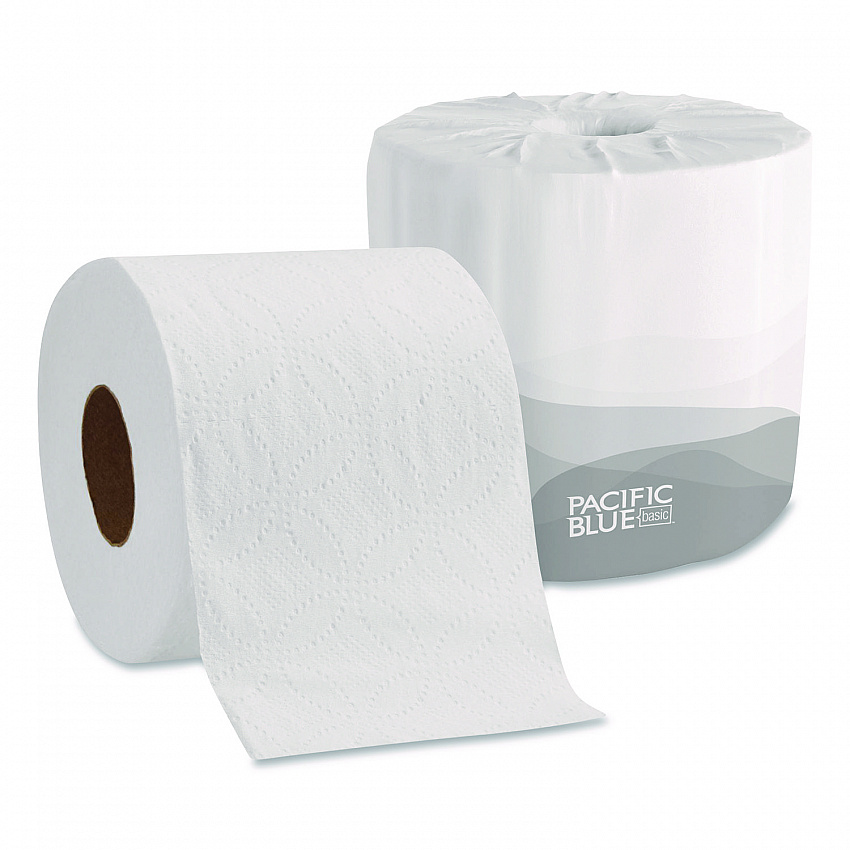 Pacific Blue Basic Embossed Bathroom Tissue, Septic Safe, 2-Ply, White, 550 Sheets/Roll, 80 Rolls/Carton (19885)