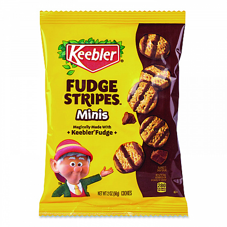 Mini Cookies, Fudge Stripes, 2 oz Pouch, 36/Box (22002517)