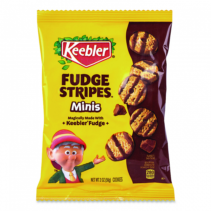 Mini Cookies, Fudge Stripes, 2 oz Pouch, 36/Box (22002517)