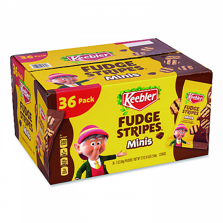 Mini Cookies, Fudge Stripes, 2 oz Pouch, 36/Box (22002517)