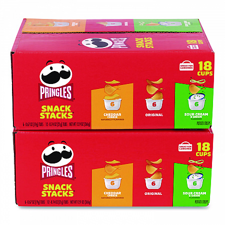 Mini Milk Chocolate and Pringles Snack Stacks Variety Combo Pack, 62 oz Bag Mini/Fun Size, (36) Cups Assorted Flavors/Bundle (60004170)