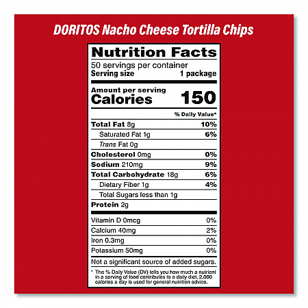 Doritos Nacho Cheese Tortilla Chips and Welch's Mixed Fruit Snacks, (50) 1oz Bag Chips, (66) 0.8 oz Pouch Fruit Snacks/Bundle (60004174)