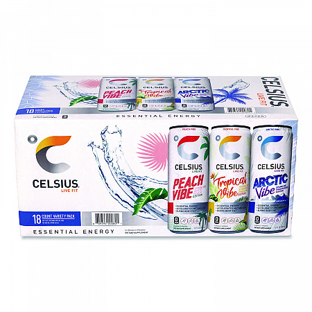 Celcius Vibe and Pop Tarts Variety Combo Pack,(18) 12oz Cans,(24) Frosted Strawberry/(24) Frosted Brown Sugar Cinnamon/Bundle (60004172)