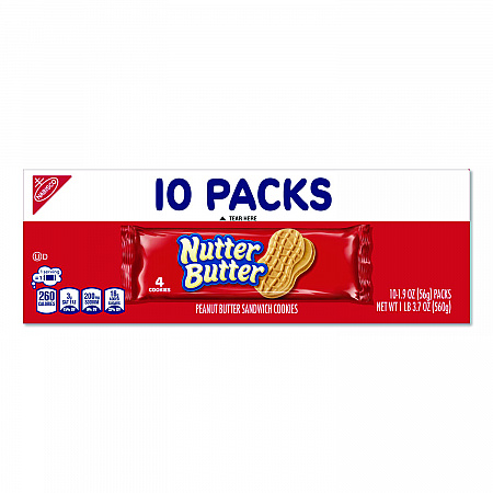 Nutter Butter, Peanut Butter, 1.9 oz, 4 Cookies/Pack, 10 Packs/Box (07835)