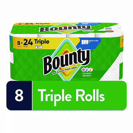 Select-a-Size Kitchen Roll Paper Towels, 2-Ply, White, 6 x 11, 123 Sheets/Roll, 8 Triple Rolls/Carton (16014)