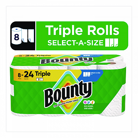 Select-a-Size Kitchen Roll Paper Towels, 2-Ply, White, 6 x 11, 123 Sheets/Roll, 8 Triple Rolls/Carton (16014)