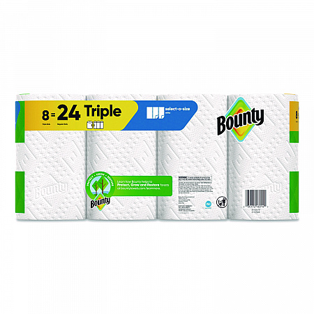Select-a-Size Kitchen Roll Paper Towels, 2-Ply, White, 6 x 11, 123 Sheets/Roll, 8 Triple Rolls/Carton (16014)